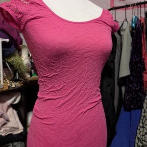 Pink Stretchy Body Con Mini Dress